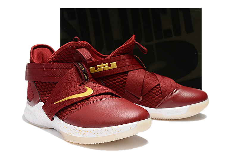 Nike LeBron James Soldier 12 Wine Red Gold For Women